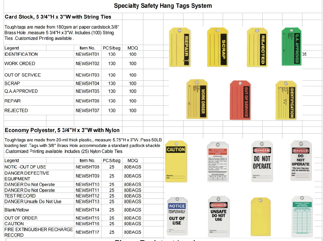 OEM Customized PVC Danger Lockout Tags Label with Eyelet