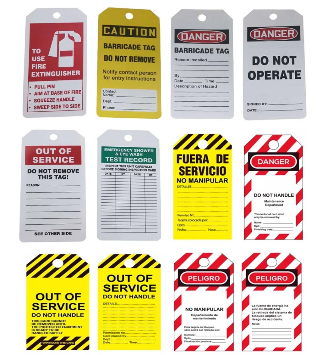 Custom Paper Cardstock Warning Tag Polyester Plastic Waterproof Lock Signs Tagout Tags