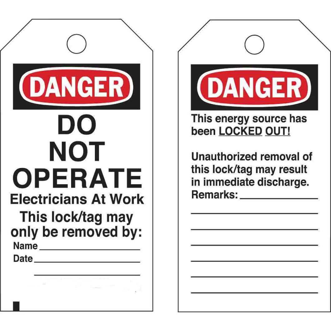 Do Not Operate Danger Hand Tag PVC Plastic Lockout Tags